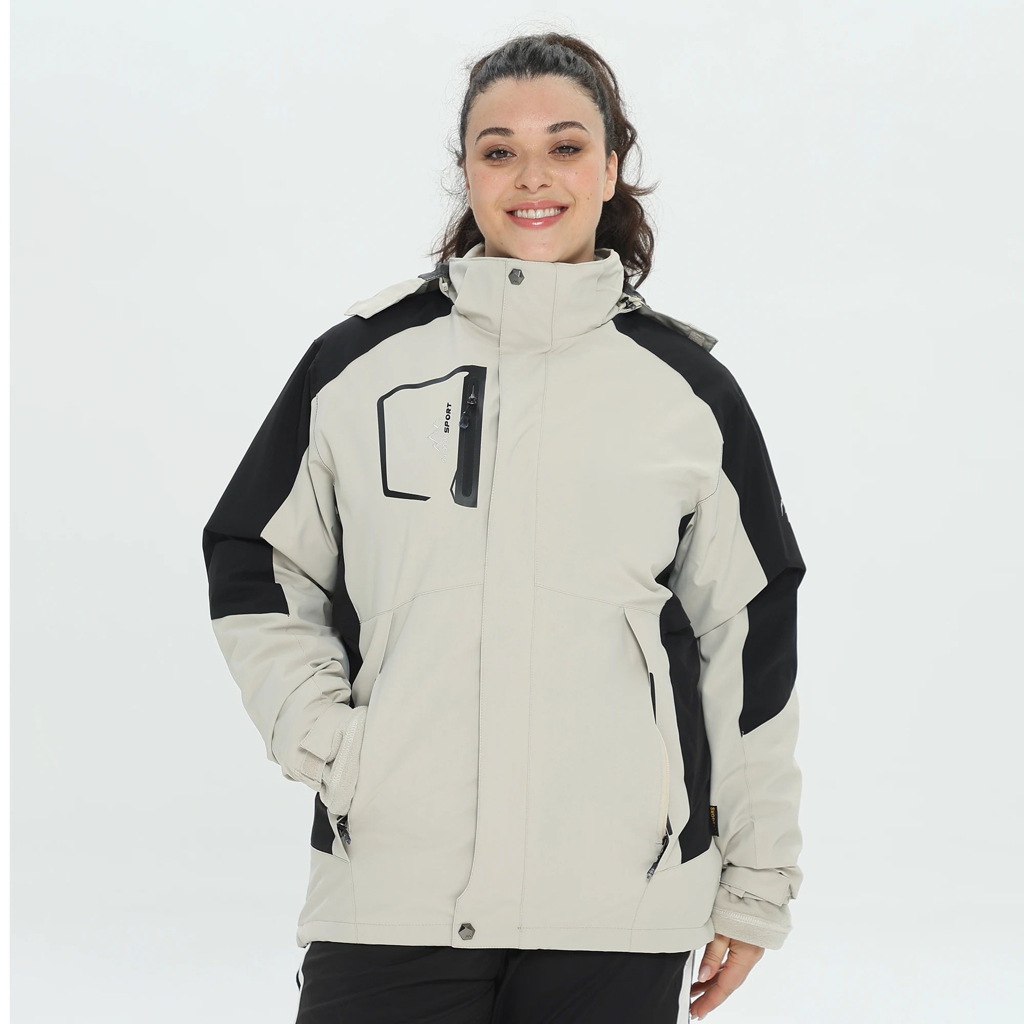 Winter Warm Ski Hoodie Set Waterproof Windproof 3 in 1 Jacket Ski Snowboard Apparel Ski Wear Ladies Fleece Hood Plus Size parkas